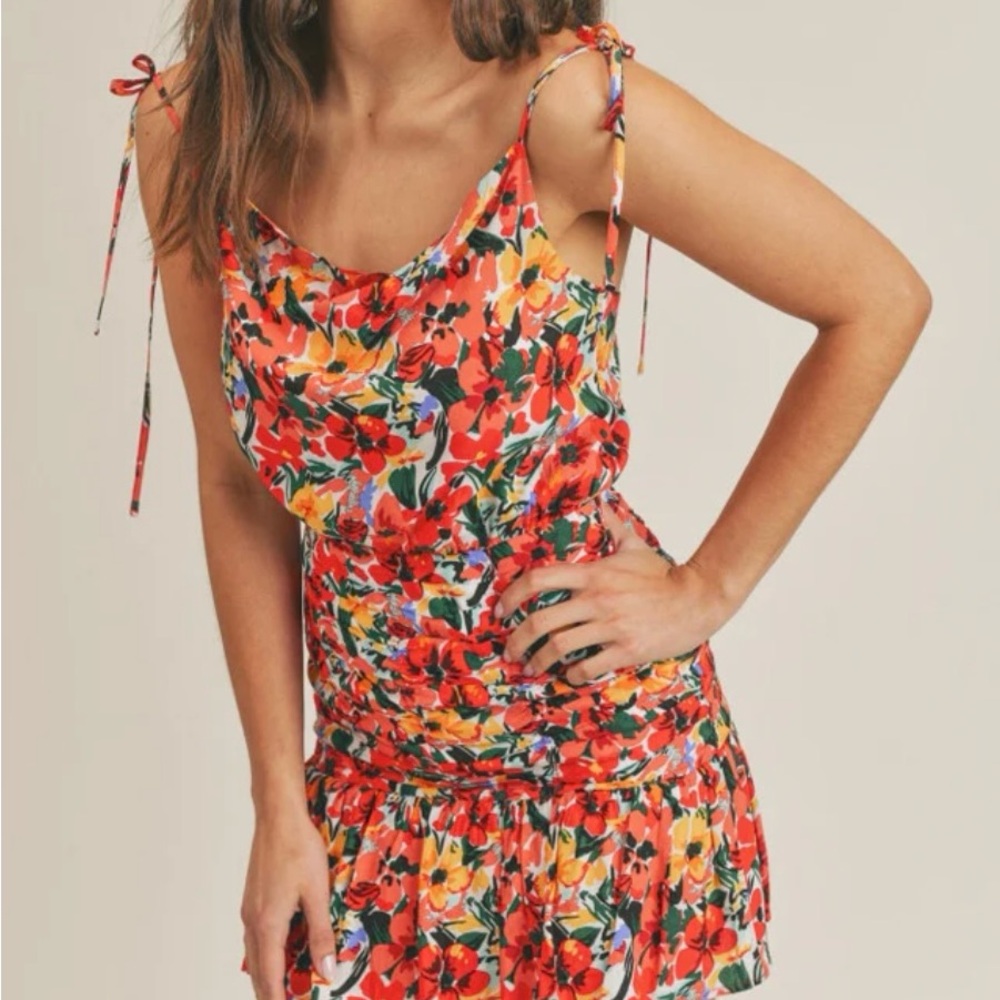 Merci Floral Sleeveless Dress smocking